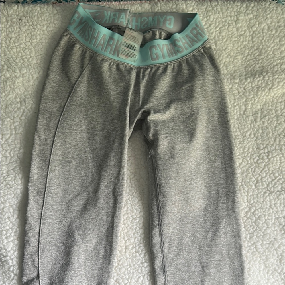 Gymshark Gray Joggers with Blue Waistband